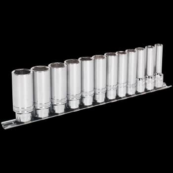 Sealey 12 Piece 3/8" Drive Deep Lock On Hexagon Socket Set 3/8"