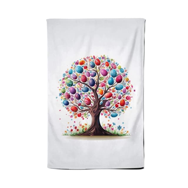 Warren Reed - Designer Whimsical Easter Egg Tree Tea Towel Multicolor Unisex