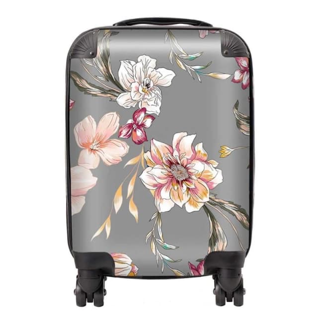 Warren Reed - Designer Peony, Lily, Tulip, Daisy Colorful Suitcase in Grey Size: Small Grey Unisex Small