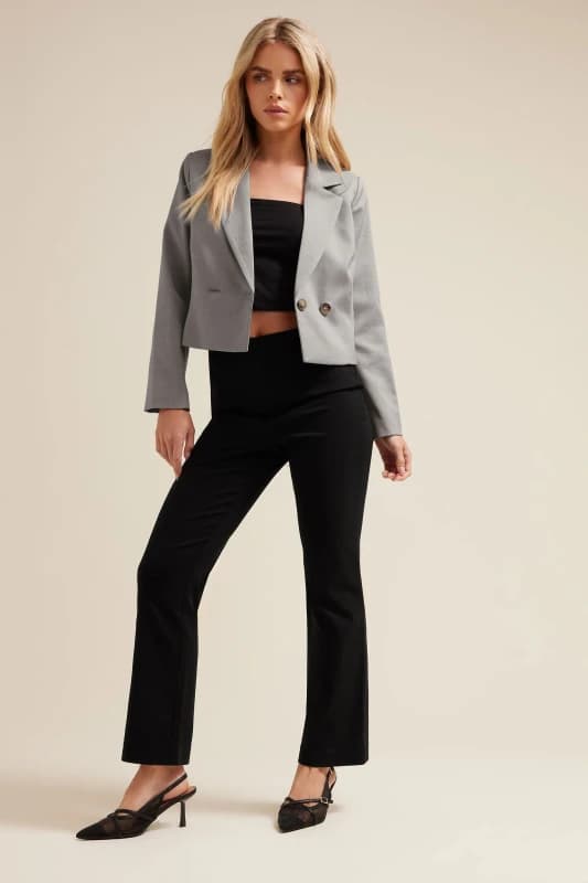 PixieGirl Womens Petite Stretch Bootcut Trousers in Black Size: 8S Black Female 8S