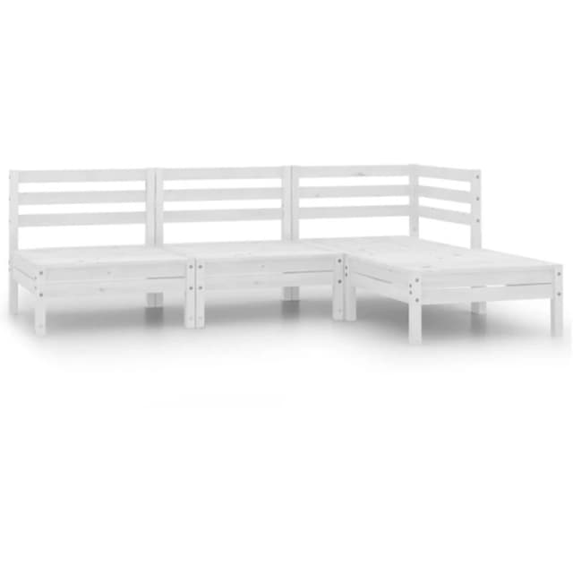 VIDAXL 4 Piece Garden Lounge Set Solid Pinewood White Vidaxl 8720286659328