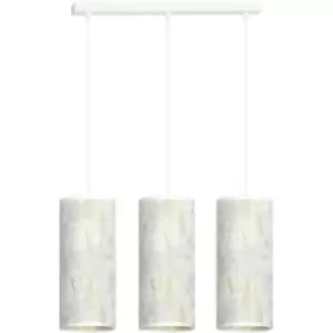 Emibig Karli White Bar Pendant Ceiling Light with White Fabric Shades, 3x E14