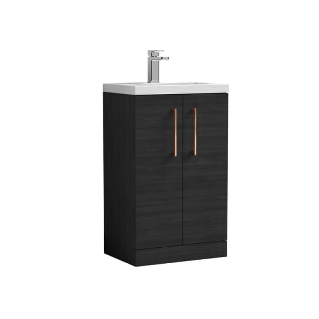 Balterley Bathroom Vanity Basin Unit, Copper Handles, 500mm, Wood Black Unisex