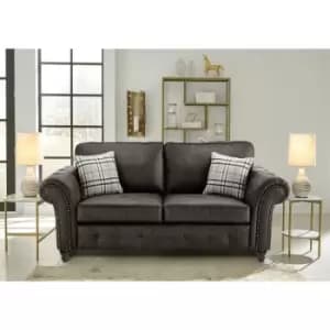 Oakana Luxury Leather 3 Seater Sofa - Black - Black