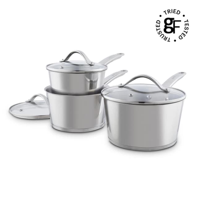 Good Food Stainless Steel 3 Piece Saucepan Set Stainless Steel unisex Medium