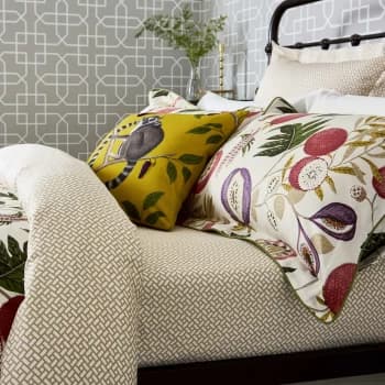 Sanderson Jackfruit Double Fitted Sheet, Fig & Olive