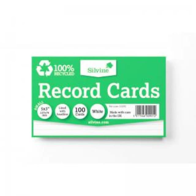 Silvine Silvine 100 Recycled Flash Revision Cards 127 x 76mm Ruled (Pack 10) - 553RE 553RE