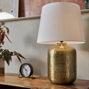 Osler Antique Brass Table Lamp with XL White Aspen Shade