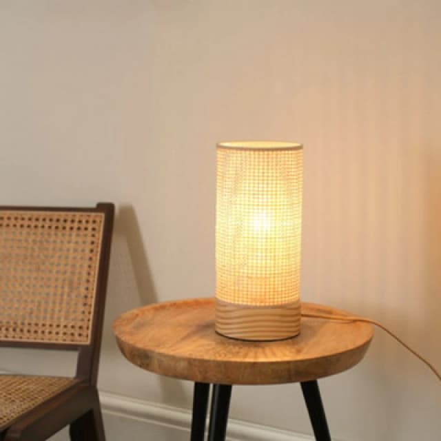 ValueLights Elsa Natural Wooden Compact Table Lamp Natural
