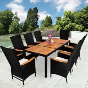 8 Seat Poly Rattan Garden Dining Set Rio Black
