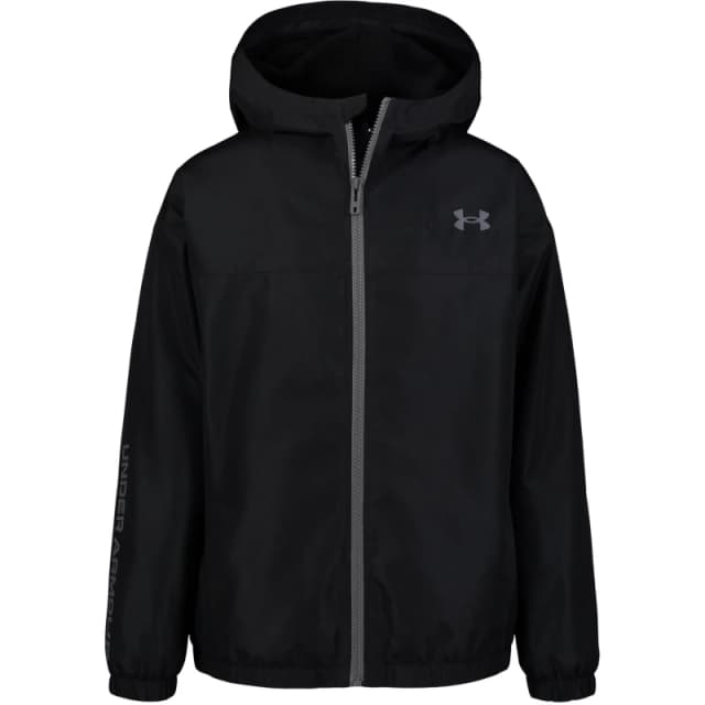 Under Armour Kids Rain Hooded Long Sleeve Rain Anorak Black male 2 - 3 Years
