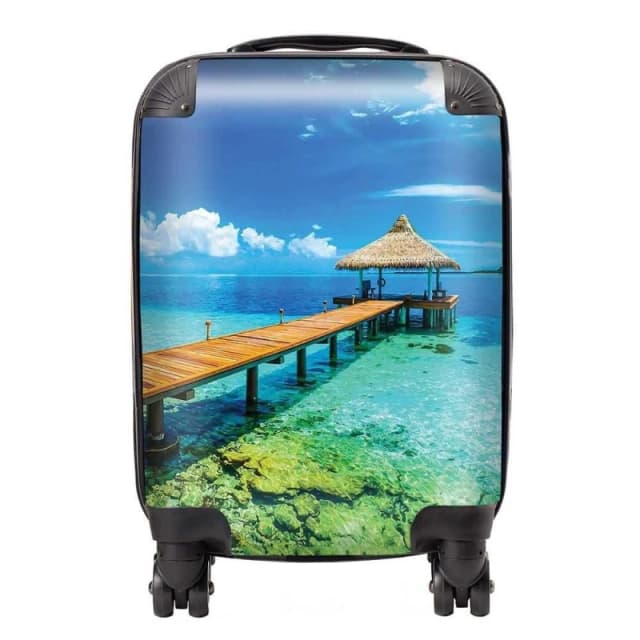 Warren Reed - Designer Maldive Beach Resort Suitcase in Blue Size: Small Blue Unisex Small