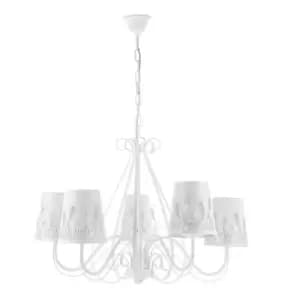 Onli Spiga 5 Light Multi Arm Pendant Ceiling Light, White Shades