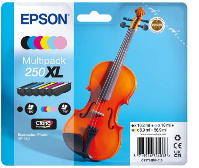 Epson 250XL Multipack - Full Set of 6 Ink Cartridges - Violin (Original)