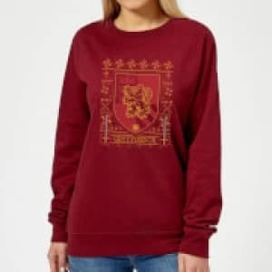 Harry Potter Gryffindor Crest Womens Christmas Sweatshirt - Burgundy - L