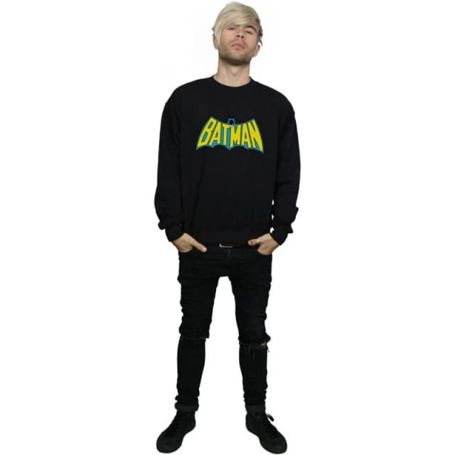 Batman Batman Men Retro Logo Cotton T-Shirt in Black Size: Small Black S Male 5063377528701