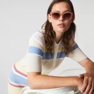 Lacoste Womens Oval Acetate Croco Skin Sunglasses Size Unique size Opaline Rose