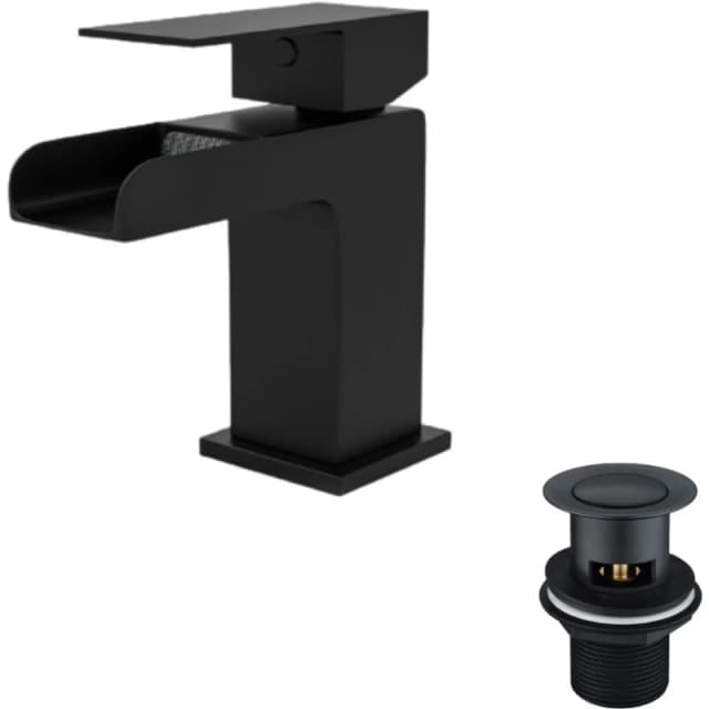 NES HOME Nes Home - Origin Basin Mono Mixer Tap & Basin Waste Matte Black TAP2302B+WST