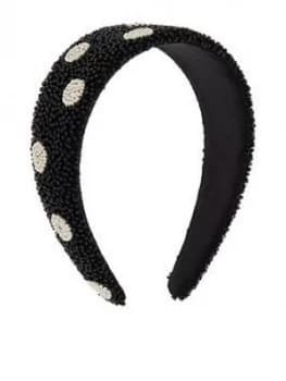 Accessorize Beaded Dot Headband - Black