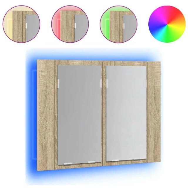 VIDAXL LED Bathroom Mirror Cabinet Sonoma Oak 60x12x45cm Acrylic vidaXL 8720286221440