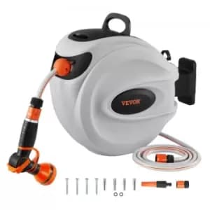 VEVOR Retractable Hose Reel Water Hose Reel 65.6'x1/2" 180° Swivel Wall-Mounted