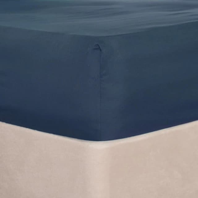 OHS OHS Plain Dyed Non-Iron Fitted Bed Sheet in Dark Blue Size: Single Dark Blue Single Unisex 5027434182688