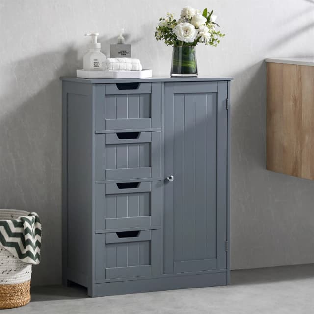 Lassic Bath Vida Priano 4 Drawer 1 Door Freestanding Unit Bathroom Shelves One Size Grey 83966090000
