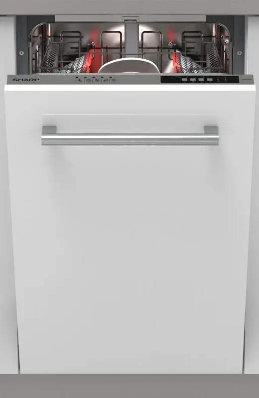 Sharp QW-NS14I49EX-EN Fully Integrated Slimline Dishwasher - Silver Control Panel with Fixed Door Fixing Kit - E Rated