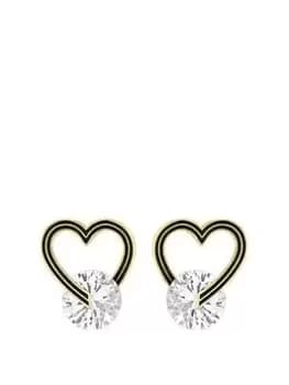 Jon Richard Gold Plated Jet Open Heart And Crystal Earrings, Gold, Women