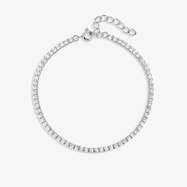 Simply Silver Womens Sterling Silver 925 Cubic Zirconia Fine Tennis Bracelet Silver Female One Size