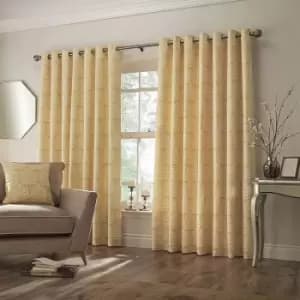 Paoletti Horto Eyelet Curtains (46in x 72in) (Ochre Yellow) - Ochre Yellow