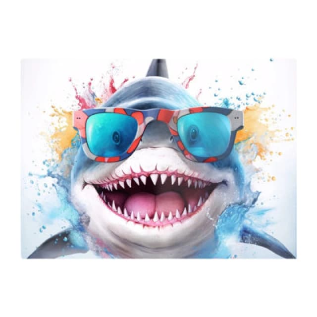 Warren Reed Designer Splashart Shark In Glasses Chopping Board