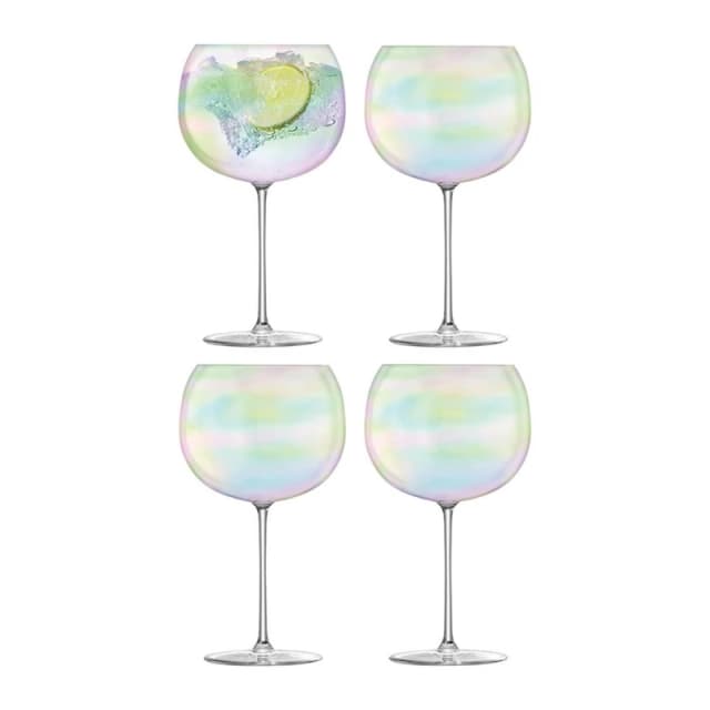 1000 Mile 1000 Mile LSA Set of 4 Bubble Pearl Lustre Stemmed Balloon Glass Goblets 680ml in Clear Clear One Size Unisex 5012548575662