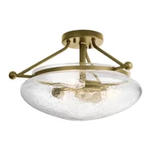 Kichler Belle 3 Light Semi-Flush Mount Brushed Natural Brass