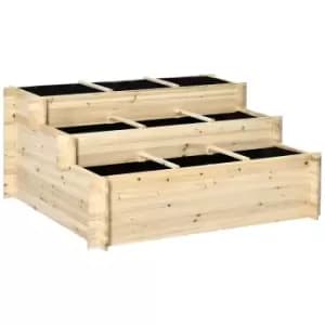 Outsunny 3 Tier Raised Garden Bed Planter Box With 9 Grids & Non-woven Fabric