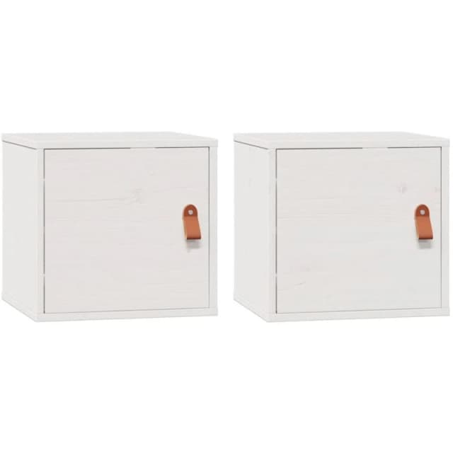 Vidaxl Wall Cabinets 2 Pcs White 31.5X30X30 Cm Solid Wood Pine, White 818358