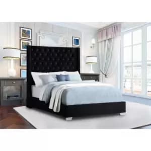Envisage Trade - Nivana Upholstered Beds - Plush Velvet, King Size Frame, Black - Black