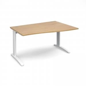 TR10 Right Hand Wave Desk 1400mm - White Frame Oak Top