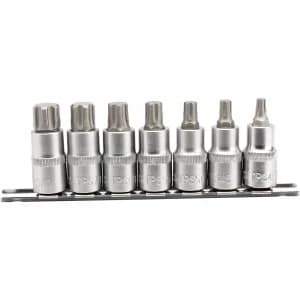 Draper 7 Piece 1/2" Drive TX-Star Plus Socket Bit Set 1/2" 50mm