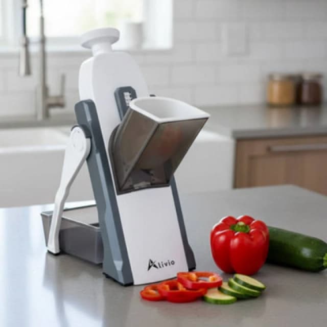 Alivio Vegetable Spring Slicer - 4 Modes Veg Slicer Dicer Julienne Stick Cutter With Stainless Steel Blade - Grey