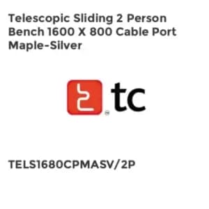 TC Group Telescopic Sliding 2 Person Bench 1600 x 800 Cable Port Maple-Silver