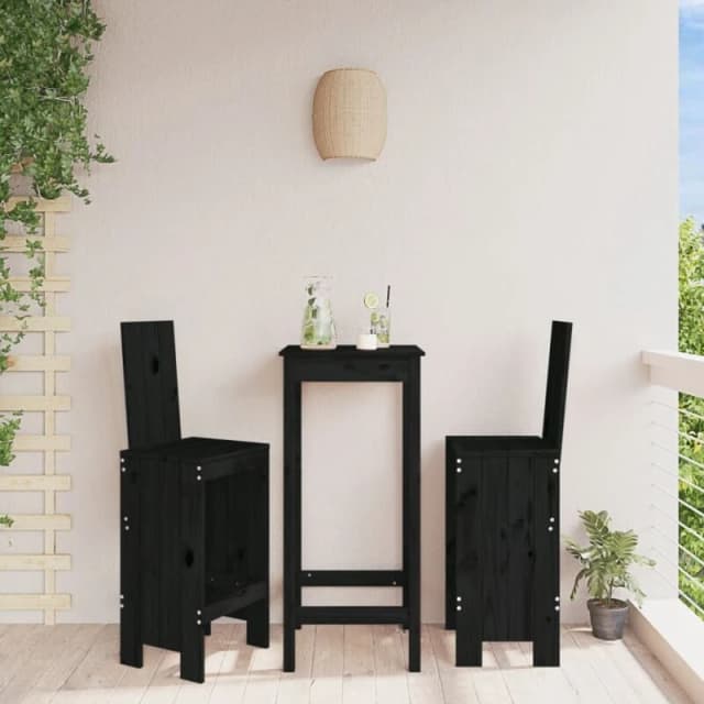 vidaXL Bar Stools 2 pcs Black 40x42x120cm Solid Wood Pine, Black 825356