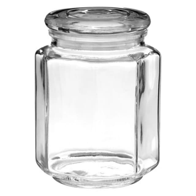 Premier Housewares Old Fashioned Storage Jars Hexagonal Glass Storage Jar - 780ml Clear