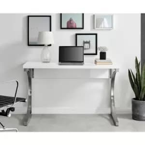 Valencia White High Gloss Office Desk - 120cm