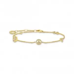 Sterling Silver Gold Plated White Symbols Bracelet A2039-414-14-L19V