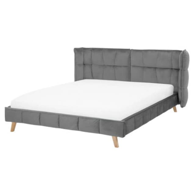 Beliani Bed Velvet Senlis 160 X 200 Cm (Eu King Size) Grey
