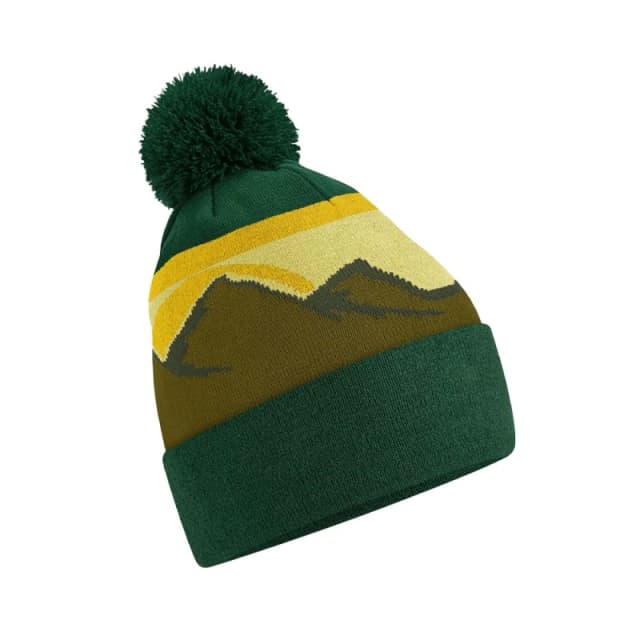 Beechfield Beechfield Men Mountain Pom Pom Beanie in Bright Green Bright Green One Size Male 5063470698134