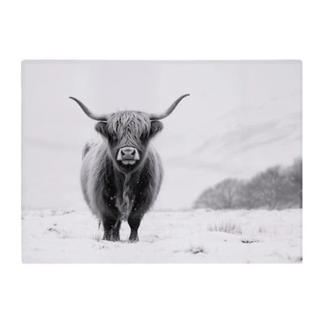 Warren Reed Designer Lone Highland Cow Glass Chopping Board