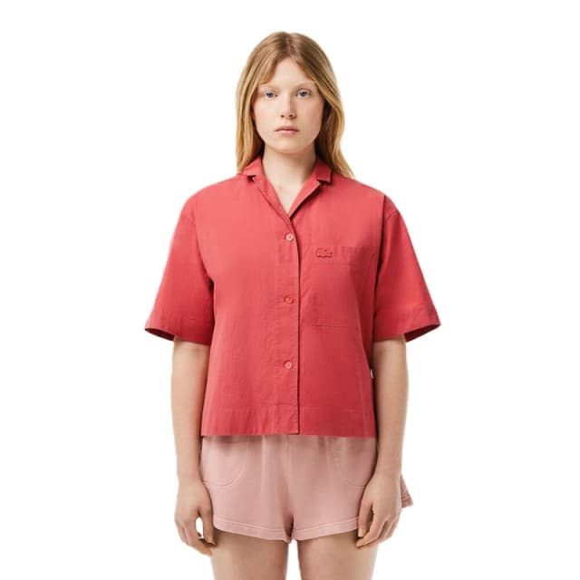 Lacoste Womens Short-Sleeve Plain Shirt Sierra Red female 6 (34)