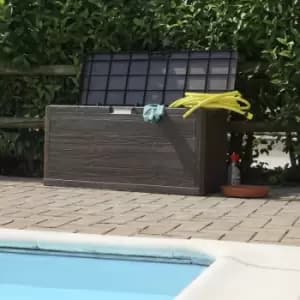 280L Waterproof Brown Plastic Wood Effect Garden Outdoor Storage Chest / Trunk